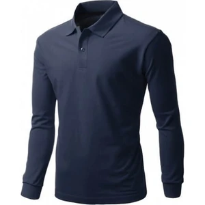 2 Iplik Lacivert Polo Yaka Sweathshirt