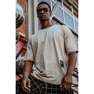 Krem Yanı Fermuarlı Oversize T-Shirt 1KXE1-44586-22