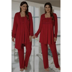 Kadın Fuşya Sabahlıklı Lohusa Pijama Takımı EFFORTT 2401