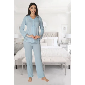 Kadın Lohusa Mavi Pijama Takımı EFFORTT 2422