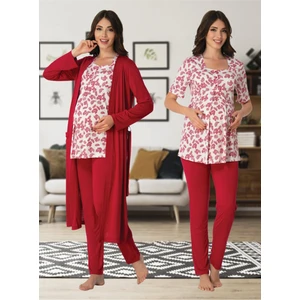 Kadın Fuşya Lohusa Sabahlıklı Pijama Takımı EFFORTT 8014