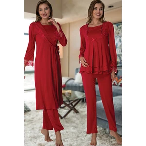 Kadın Fuşya Hamile Lohusa Sabahlıklı Pijama Takımı EFFORTT 2018