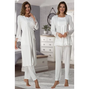 Kadın Ekru Hamile Lohusa Sabahlıklı Pijama Takımı EFFORTT 2018