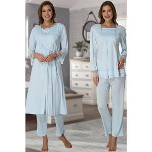 Kadın Mavi Hamile Lohusa Sabahlıklı Pijama Takımı EFFORTT 2018