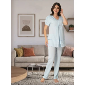Kadın Mavi Lohusa Pijama Takımı EFFORTT 8022