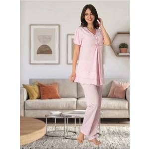 Kadın Pembe Lohusa Pijama Takımı EFFORTT 8022