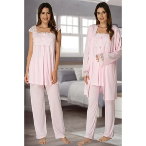 Kadın Pembe Lohusa Sabahlıklı Pijama Takımı EFFORTT 2301