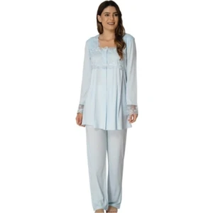 Kadın Mavi Uzun Kollu Lohusa Pijama Takımı EFFORTT 2403