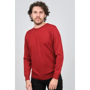 Desen Triko Erkek Bisiklet Yaka Yün Kazak 0249603 Kırmızı