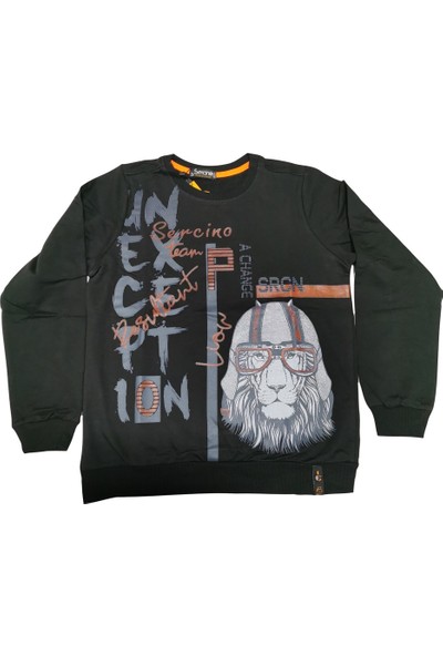 Sercino Erkek Çocuk Siyah Lion Desenli Sweatshirt 31043-4