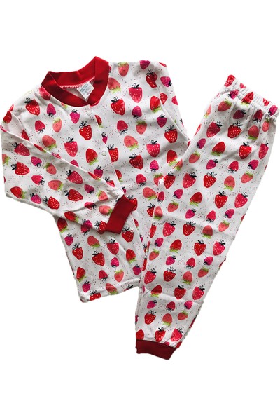 Seçkin Baby Çilekli Önden Düğmeli Çocuk Pijama Takım Pamuk