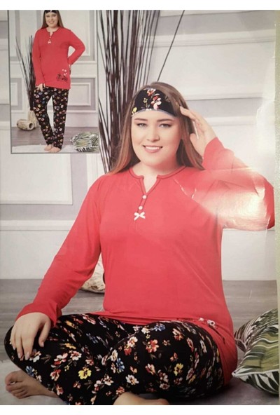 Vocal Kadın Battal Boy Pijama Takımı Uzun Kol Fuşya Vocal