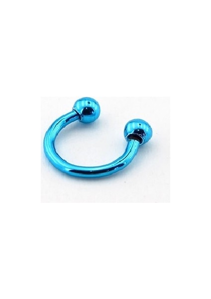Parlak Mavi Renk Top Uçlu Yarım Halka Piercing P385