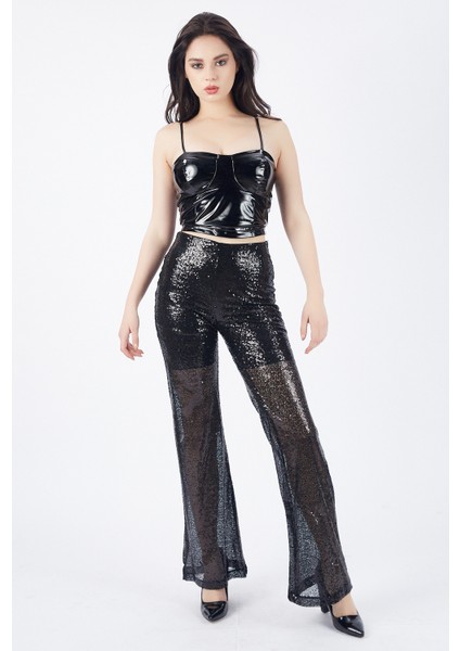 Astarlı Gizli Fermuarlı Zara Payet Pantolon | PNT32488