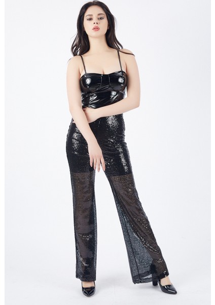 Astarlı Gizli Fermuarlı Zara Payet Pantolon | PNT32488