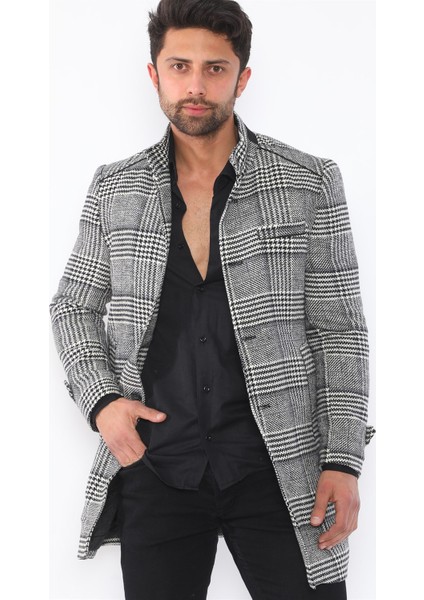 PLT8391 Dewberry Erkek Palto-Desenli Siyah fiyatları
