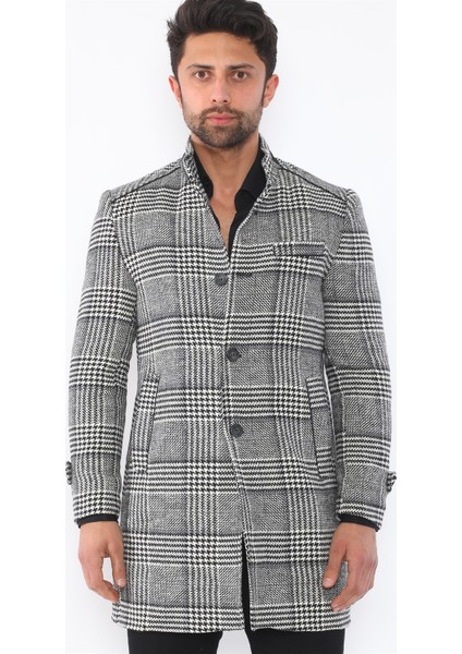 PLT8391 Dewberry Erkek Palto-Desenli Siyah fırsatları