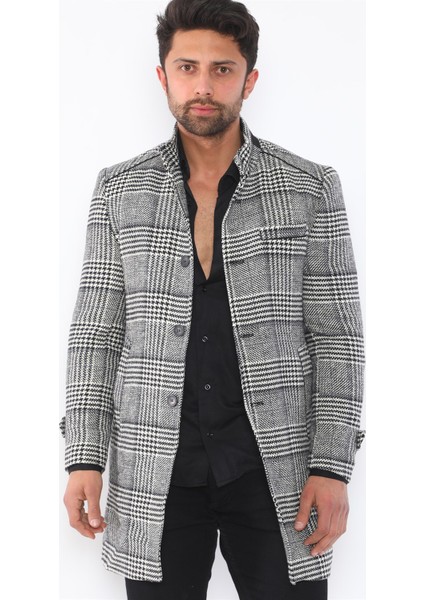 PLT8391 Dewberry Erkek Palto-Desenli Siyah indirimleri