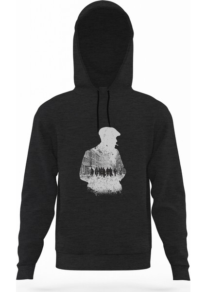 Peaky Blinders Tommy Shelby Gölge Füme Antrasit Erkek Kapüşonlu Sweatshirt Uzun Kol