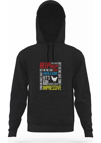 Pubg Karısık Füme Antrasit Erkek Kapüşonlu Sweatshirt Uzun Kol