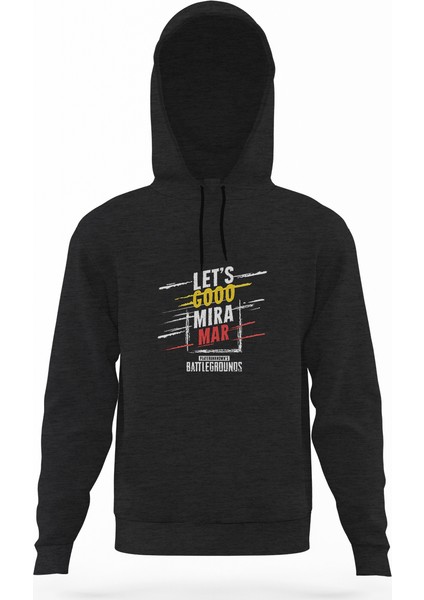 Pubg Miramar Füme Antrasit Erkek Kapüşonlu Sweatshirt Uzun Kol