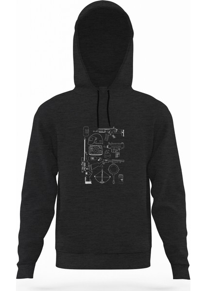 Pubg Pubg Envanter Füme Antrasit Erkek Kapüşonlu Sweatshirt Uzun Kol