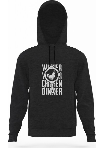 Pubg Pubg Winner Tava Tavuk Füme Antrasit Erkek Kapüşonlu Sweatshirt Uzun Kol
