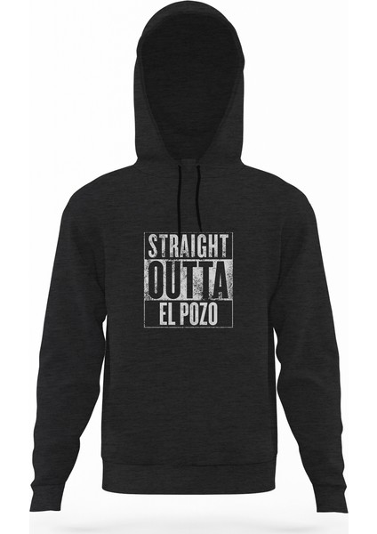 Pubg Straıght Outta El Pozo Füme Antrasit Erkek Kapüşonlu Sweatshirt Uzun Kol