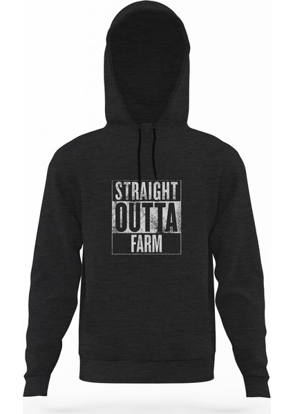 Pubg Straıght Outta Farm Füme Antrasit Erkek Kapüşonlu Sweatshirt Uzun Kol