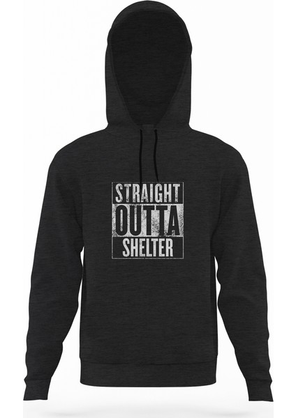 Pubg Straıght Outta Shelter Füme Antrasit Erkek Kapüşonlu Sweatshirt Uzun Kol