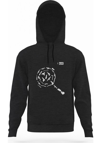 Pubg Tava Silahlar Füme Antrasit Erkek Kapüşonlu Sweatshirt Uzun Kol