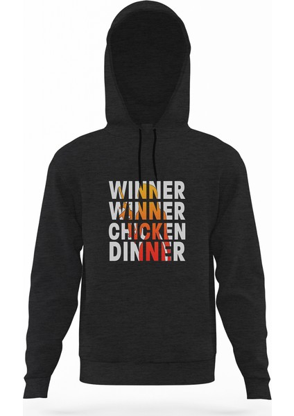 Pubg Wınner Kadın Füme Antrasit Erkek Kapüşonlu Sweatshirt Uzun Kol