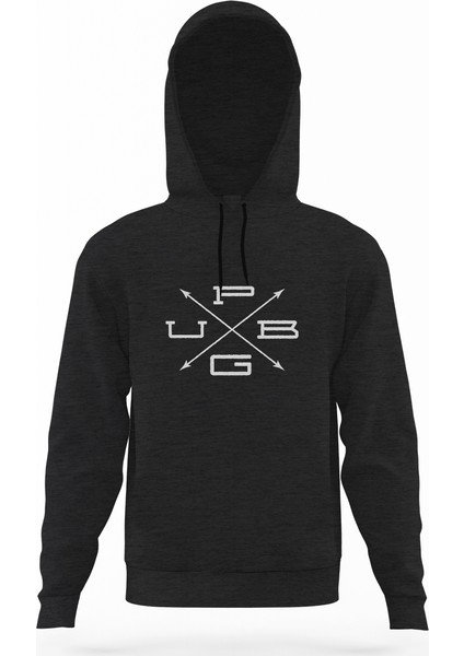 Pubg x Füme Antrasit Erkek Kapüşonlu Sweatshirt Uzun Kol