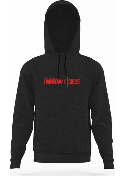 Rainbow 6 Siege Füme Antrasit Erkek Kapüşonlu Sweatshirt Uzun Kol