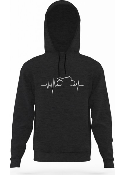Ritim Motor Siyah Füme Antrasit Erkek Kapüşonlu Sweatshirt Uzun Kol