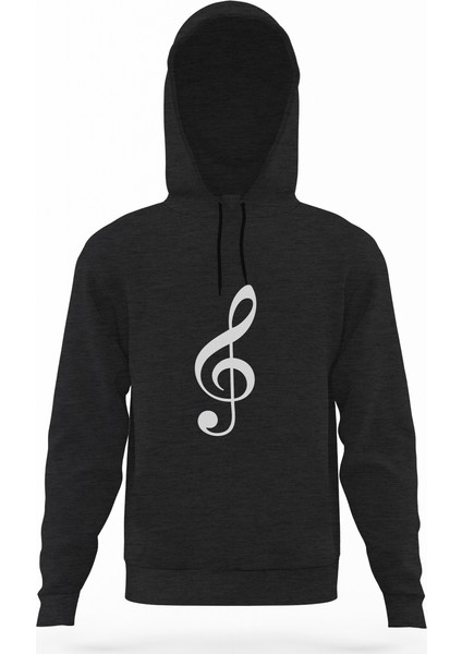 Sol Anahtarı Füme Antrasit Erkek Kapüşonlu Sweatshirt Uzun Kol