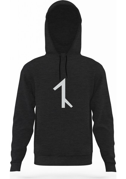 Türk Boyları Avşar Füme Antrasit Erkek Kapüşonlu Sweatshirt Uzun Kol