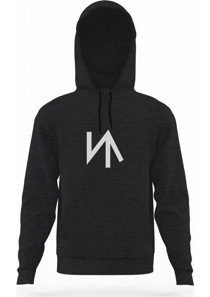 Türk Boyları Salur Füme Antrasit Erkek Kapüşonlu Sweatshirt Uzun Kol