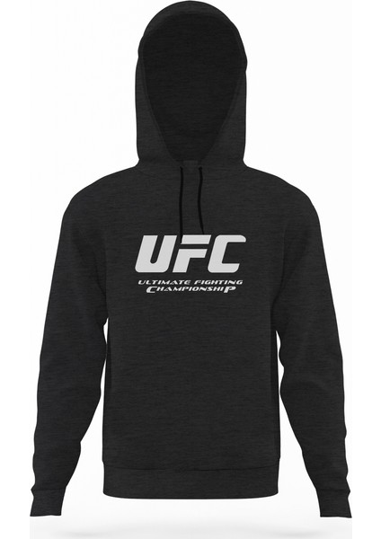 Ultimate Fighting Championship Füme Antrasit Erkek Kapüşonlu Sweatshirt Uzun Kol