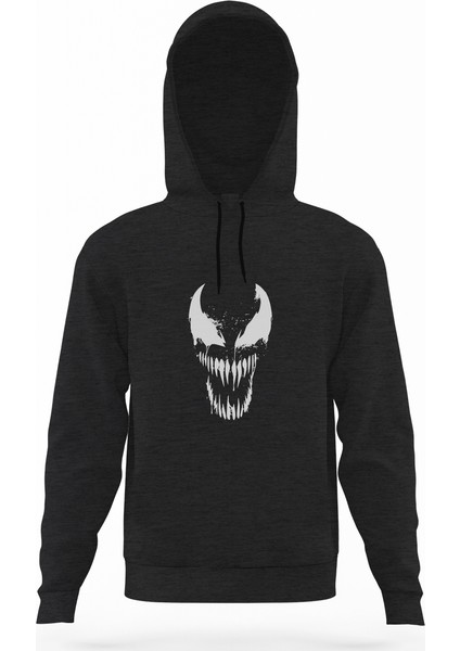 Venom Füme Antrasit Erkek Kapüşonlu Sweatshirt Uzun Kol