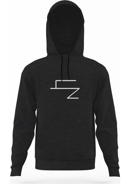 Türk Boyları Bugduz Füme Antrasit Erkek Kapüşonlu Sweatshirt Uzun Kol