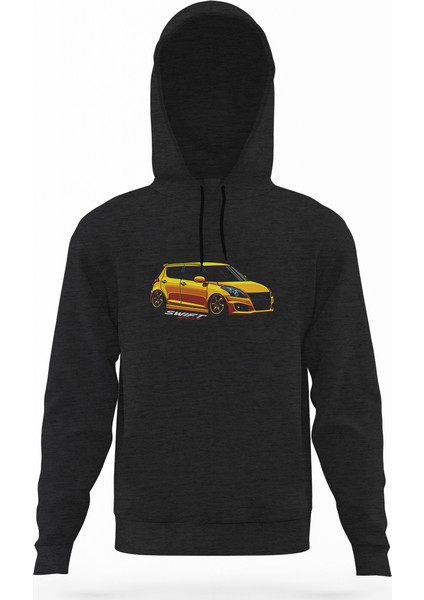 Suzuki Swift Füme Antrasit Erkek Kapüşonlu Sweatshirt Uzun Kol