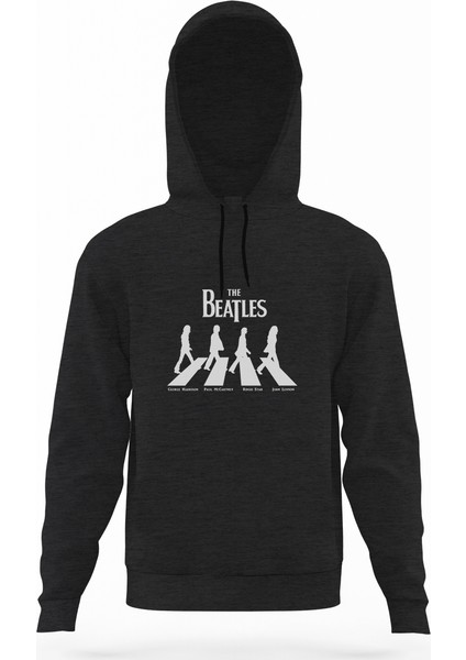 Abbey Road The Beatles Logo Müzik Beatles Füme Antrasit Erkek Kapüşonlu Sweatshirt Uzun Kol