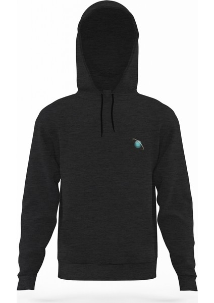 Uranüs Füme Antrasit Erkek Kapüşonlu Sweatshirt Uzun Kol