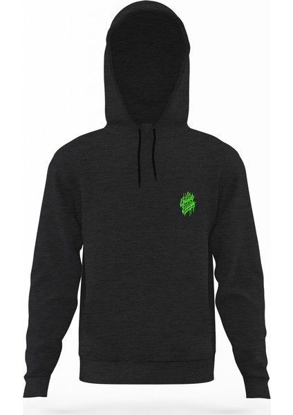 Billie Eilish Logosu Blosh Füme Antrasit Erkek Kapüşonlu Sweatshirt Uzun Kol