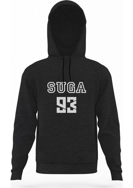 Suga 93 Füme Antrasit Erkek Kapüşonlu Sweatshirt Uzun Kol