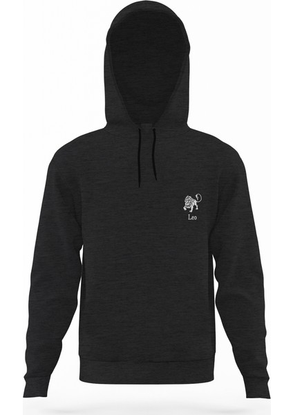 Aslan Burcu Füme Antrasit Erkek Kapüşonlu Sweatshirt Uzun Kol