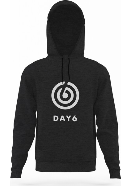 Day 6 Füme Antrasit Erkek Kapüşonlu Sweatshirt Uzun Kol