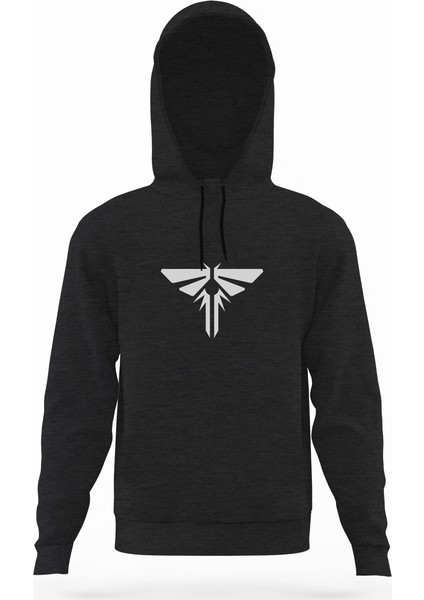 The Last Of Us Part 2 Logo Füme Antrasit Erkek Kapüşonlu Sweatshirt Uzun Kol