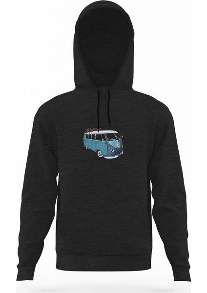 Volkswagen Van Füme Antrasit Erkek Kapüşonlu Sweatshirt Uzun Kol